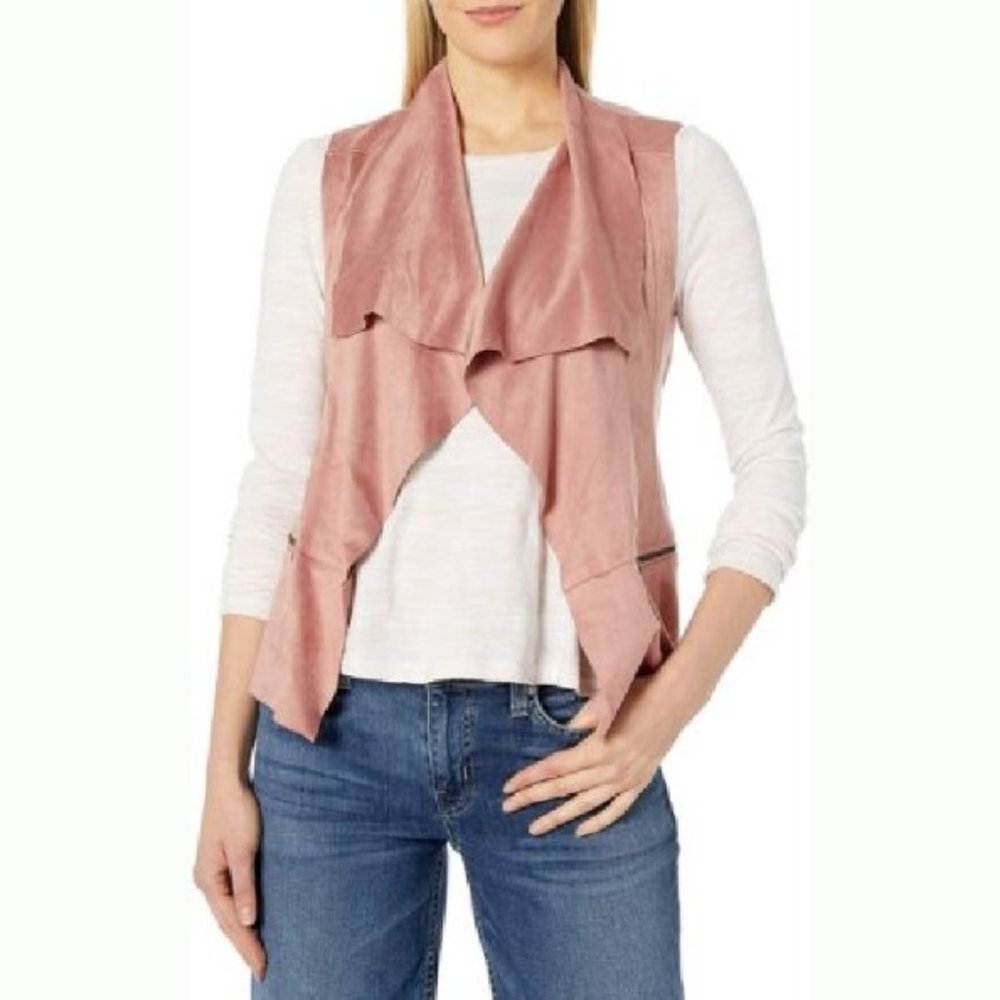 BUFFALO DAVID BITTON woman's size XS Layo vegan suede festival pink open vest